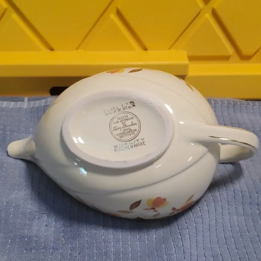VTG Hall Jewel Tea Autumn Leaf Aladdin Teapot & Lid Mary Dunbar MCM